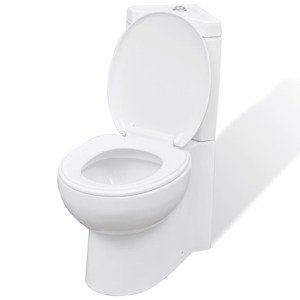 vidaXL Keramická toaleta/WC do kúpeľne, rohová, biela