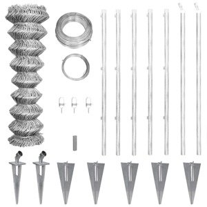 vidaXL Drôtené pletivo+stĺpiky a hroty, pozinkovaná oceľ 15x1,25 m