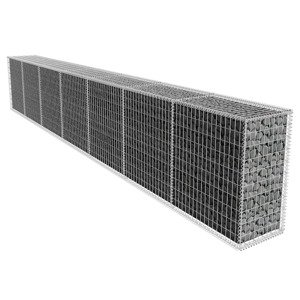 vidaXL Gabiónová stena s krytom, pozinkovaná oceľ 600x50x100 cm