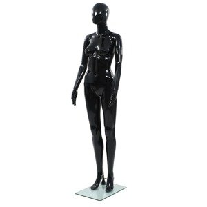 vidaXL Dámska figurína, sklenený podstavec, lesklá čierna 175 cm