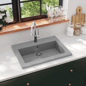 vidaXL Granitové umývadlo sivé 600x450x120 mm