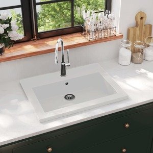 vidaXL Granitové umývadlo 600x450x120 mm biele