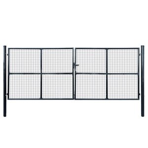 vidaXL Brána zo sieťoviny a galvanizovanej ocele 400x150 cm šedá