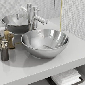 vidaXL Umývadlo 32,5x14 cm keramické strieborné