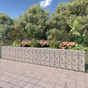 vidaXL Gabiónová stena s krytmi, pozinkovaná oceľ 600x30x100 cm