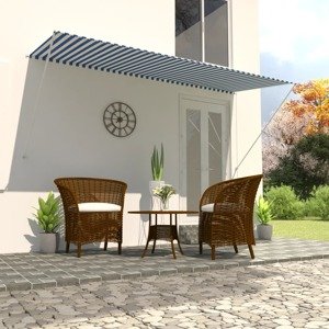 vidaXL Zaťahovacia markíza 300x150 cm modro-biela