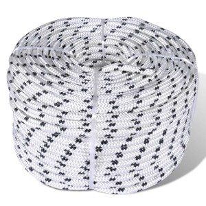 vidaXL Spletané lodné lano biele 8 mm 250 m polyester