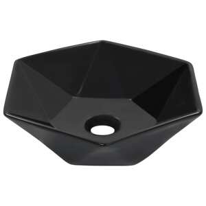 vidaXL Umývadlo biele 41x36,5x12 cm keramické čierne