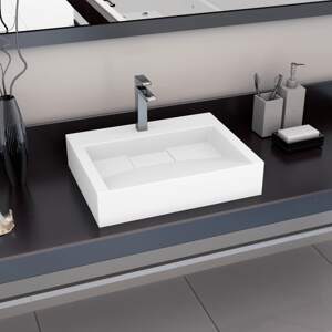 vidaXL Umývadlo z minerálneho/mramoroveho odliatku 60x38x11 cm biele