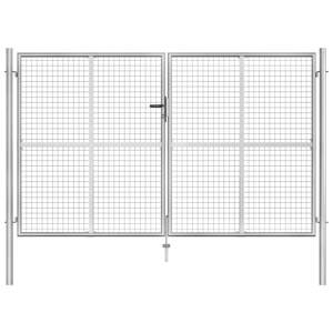 vidaXL Záhradná brána strieborná 306x200 cm galvanizovaná oceľ