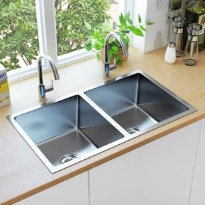 vidaXL Ručne vyrobený kuchynský drez, nehrdzavejúca oceľ