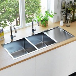 vidaXL Ručne vyrobený kuchynský drez, nehrdzavejúca oceľ