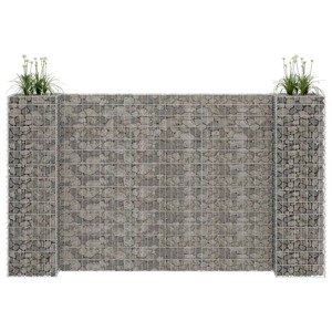 vidaXL Gabiónový kvetináč v tvare H, oceľový drôt 260x40x150 cm