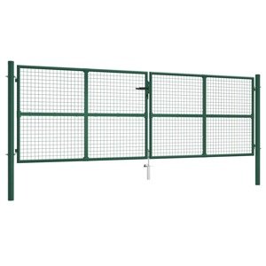 vidaXL Drôtená záhradná brána, oceľ 400x125 cm, zelená