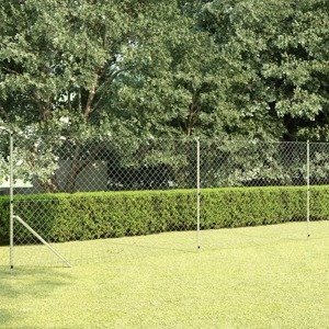 vidaXL Drôtené pletivo+stĺpiky, pozinkovaná oceľ 15x1,5 m, strieborné