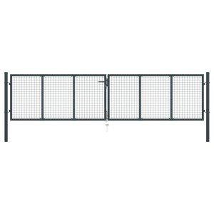 vidaXL Záhradná brána, pletivo, pozinkovaná oceľ 400x125 cm, sivá