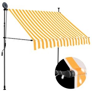 vidaXL Ručne zaťahovacia markíza s LED 200 cm biela a oranžová
