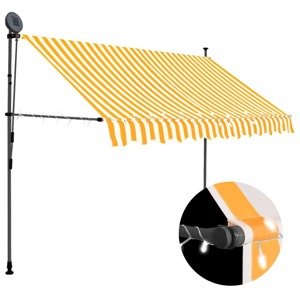 vidaXL Ručne zaťahovacia markíza s LED 250 cm biela a oranžová