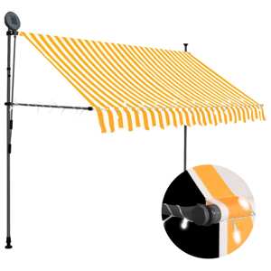 vidaXL Ručne zaťahovacia markíza s LED 300 cm biela a oranžová