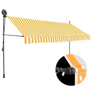 vidaXL Ručne zaťahovacia markíza s LED 400 cm biela a oranžová