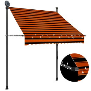 vidaXL Ručne zaťahovacia markíza s LED 150 cm oranžová a hnedá