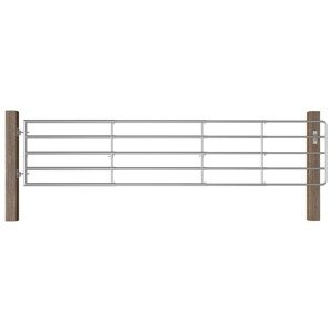 vidaXL Farmárska brána s 5 tyčami oceľová (150-400) x 90 cm strieborná