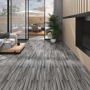 vidaXL Podlahové dosky z PVC 4,46 m² 3 mm, samolepiace, pruhované sivé