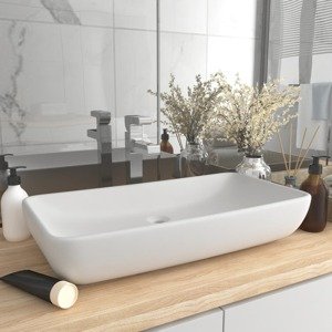 vidaXL Luxusné umývadlo, obdĺžnik, matné biele 71x38 cm, keramika