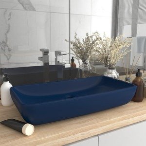 vidaXL Luxusné umývadlo, obdĺžnik, matné tmavomodré 71x38 cm, keramika