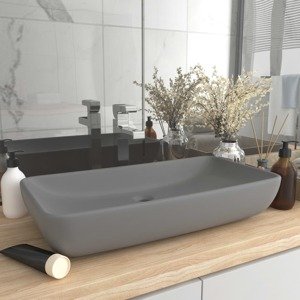 vidaXL Luxusné umývadlo, obdĺžnik, matné svetlosivé 71x38 cm, keramika
