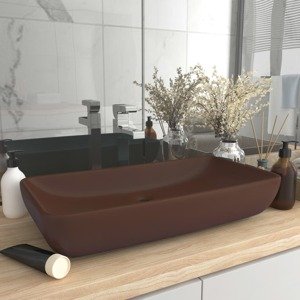 vidaXL Luxusné umývadlo, obdĺžnik, matné tmavohnedé 71x38 cm, keramika
