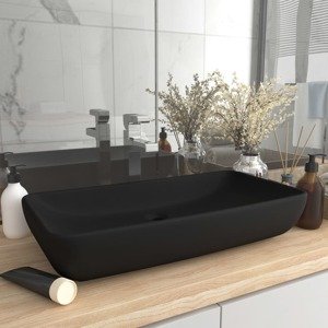 vidaXL Luxusné umývadlo, obdĺžnik, matné čierne 71x38 cm, keramika