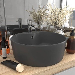 vidaXL Luxusné umývadlo, prepad, matné tmavosivé 36x13 cm, keramika