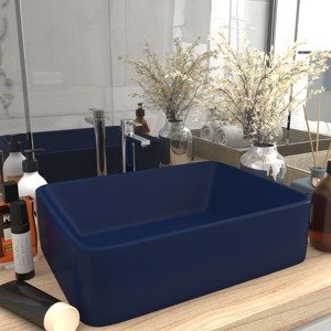 vidaXL Luxusné umývadlo matné tmavomodré 41x30x12 cm keramické