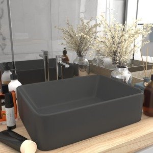 vidaXL Luxusné umývadlo matné tmavosivé 41x30x12 cm keramické