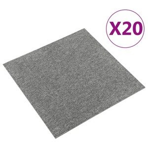 vidaXL Kobercové podlahové dlaždice 20 ks 5 m² 50x50 cm sivé