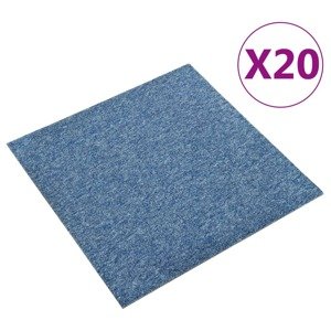 vidaXL Kobercové podlahové dlaždice 20 ks 5 m² 50x50 cm modré