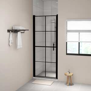 vidaXL Sprchové dvere čierne 81x195 cm tvrdené sklo