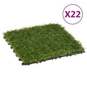 vidaXL Umelý trávnik 22 dlaždíc 30x30 cm zelený