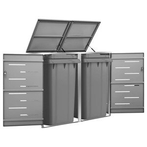 vidaXL Ohrada na 2 odpadkové koše 138x77,5x115,5 cm nehrdzavejúca oceľ