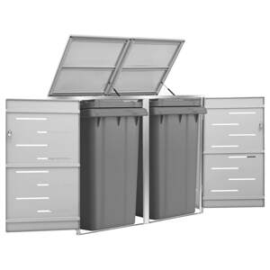 vidaXL Ohrada na 2 odpadkové koše 138x77,5x115,5 cm nehrdzavejúca oceľ
