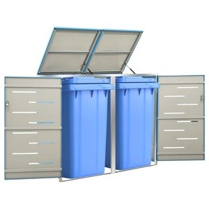 vidaXL Ohrada na 2 odpadkové koše 138x77,5x115,5 cm nehrdzavejúca oceľ