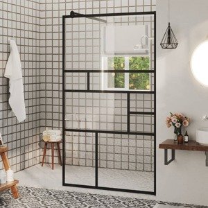 vidaXL Sprchová zástena z priehľadného ESG skla 90x195 cm čierna