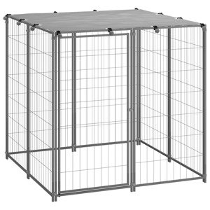 vidaXL Koterec pre psa strieborný 110x110x110 cm oceľ