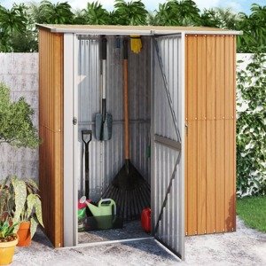 vidaXL Záhradná kôlňa 180,5x97x209,5cm pozinkovaná oceľ drevený vzhľad