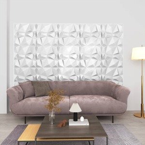 vidaXL 3D nástenné panely 48ks 50x50 cm diamantové biele 12 m²