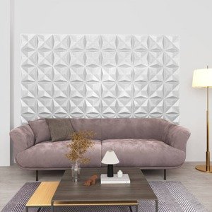 vidaXL 3D nástenné panely 48 ks 50x50 cm origami biele 12 m²