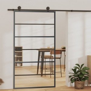 vidaXL Posuvné dvere ESG sklo a hliník 102x205 cm čierne