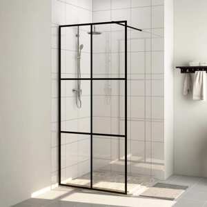 vidaXL Sprchová zástena s priehľadným ESG sklom 115x195 cm čierna