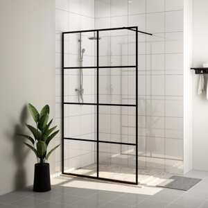 vidaXL Sprchová zástena s priehľadným ESG sklom 115x195 cm čierna